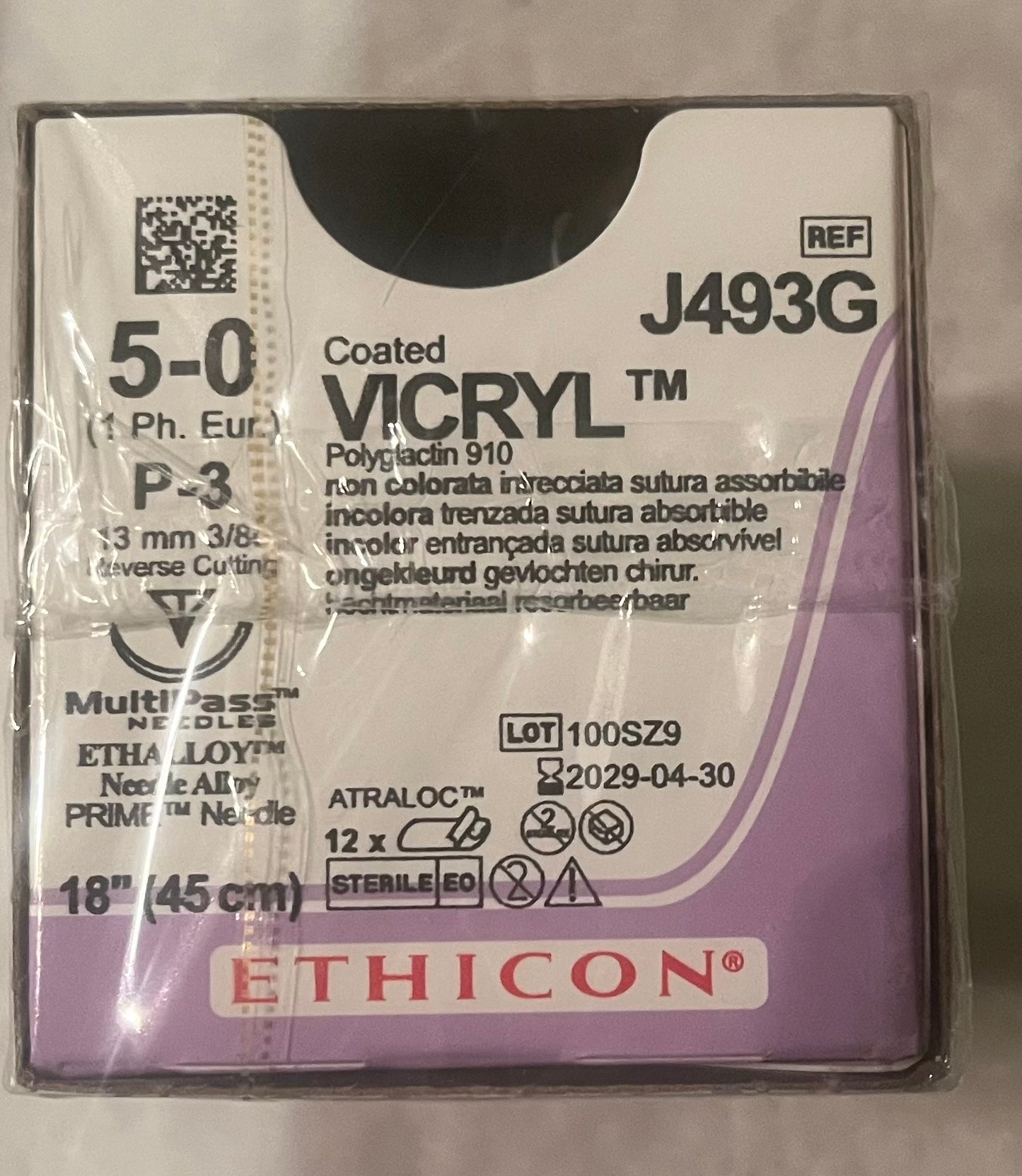 Ethicon J493G sutures